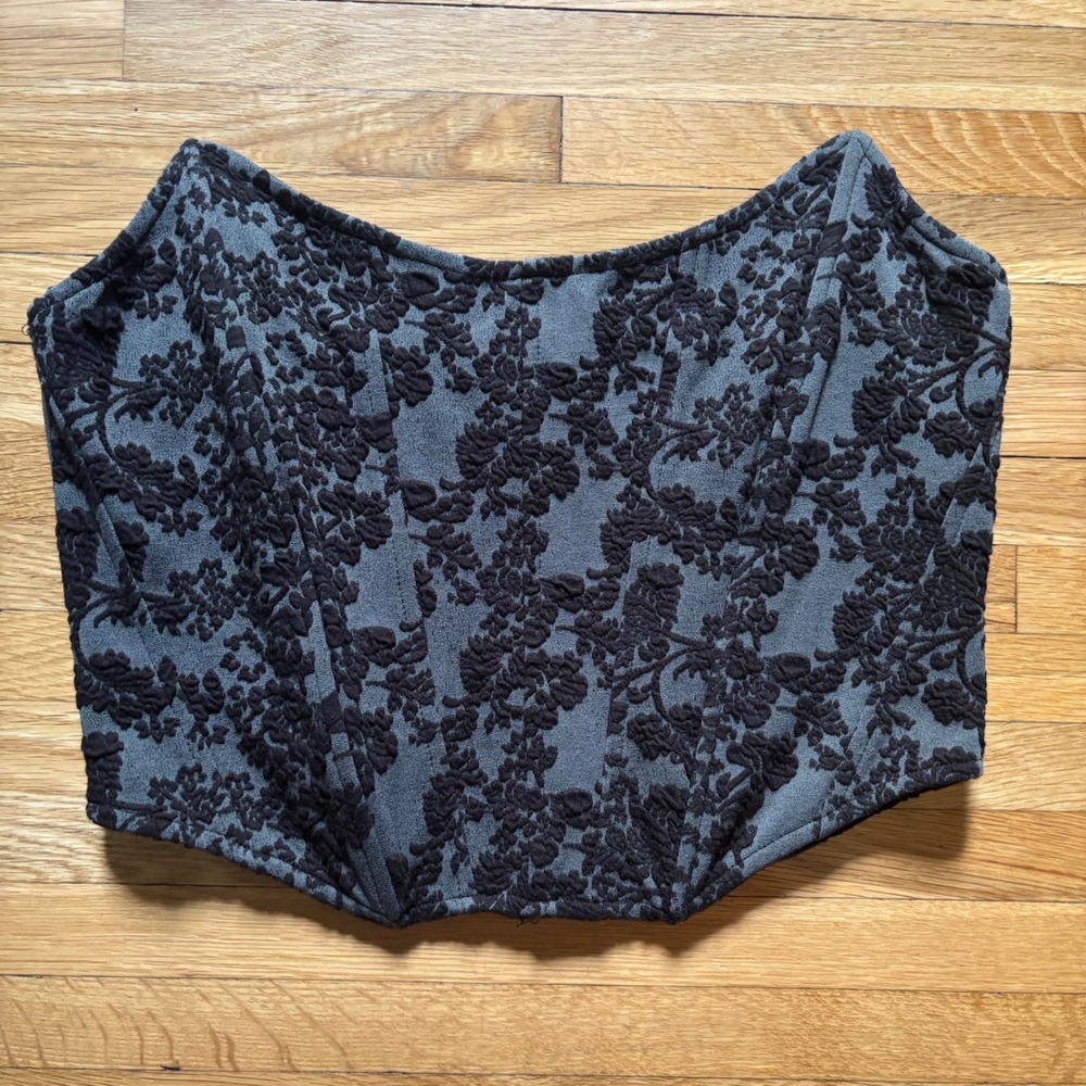 By Anthropologie Strapless Seamed Top Corset Women M Black Witchy Dark Romantic